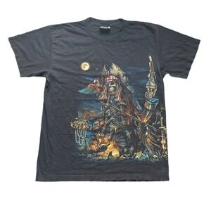 SKULL SHIRTZ PIRATE DOUBLE SIDED‎ Graphic T-SHIRT SIZE Large Wrap Around